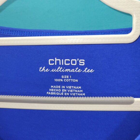 Chicos Ultimate Tee V-Neck Short Sleeve Blue T-Shirt Size 1 - Picture 4 of 10
